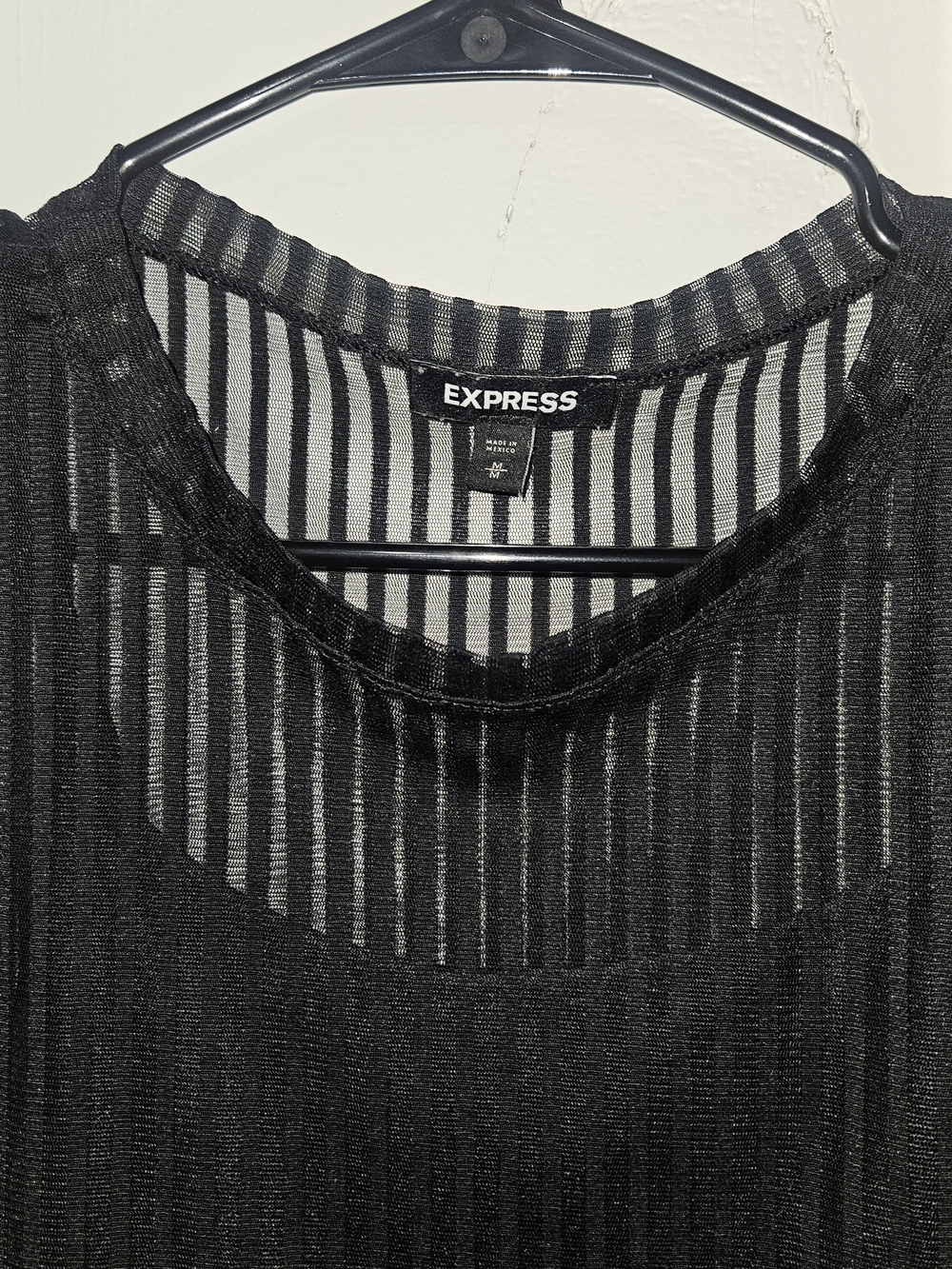 Express Sheer Black Striped Top